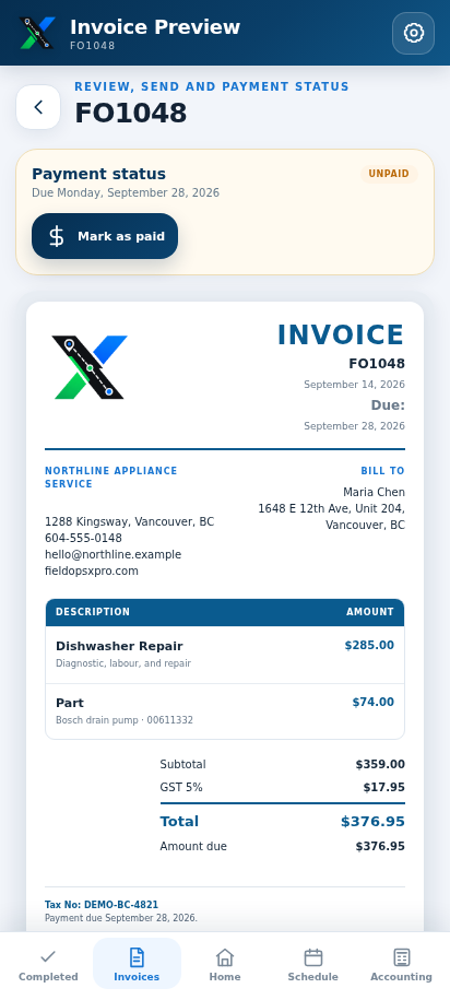 Invoices: Itemized invoices ready to send